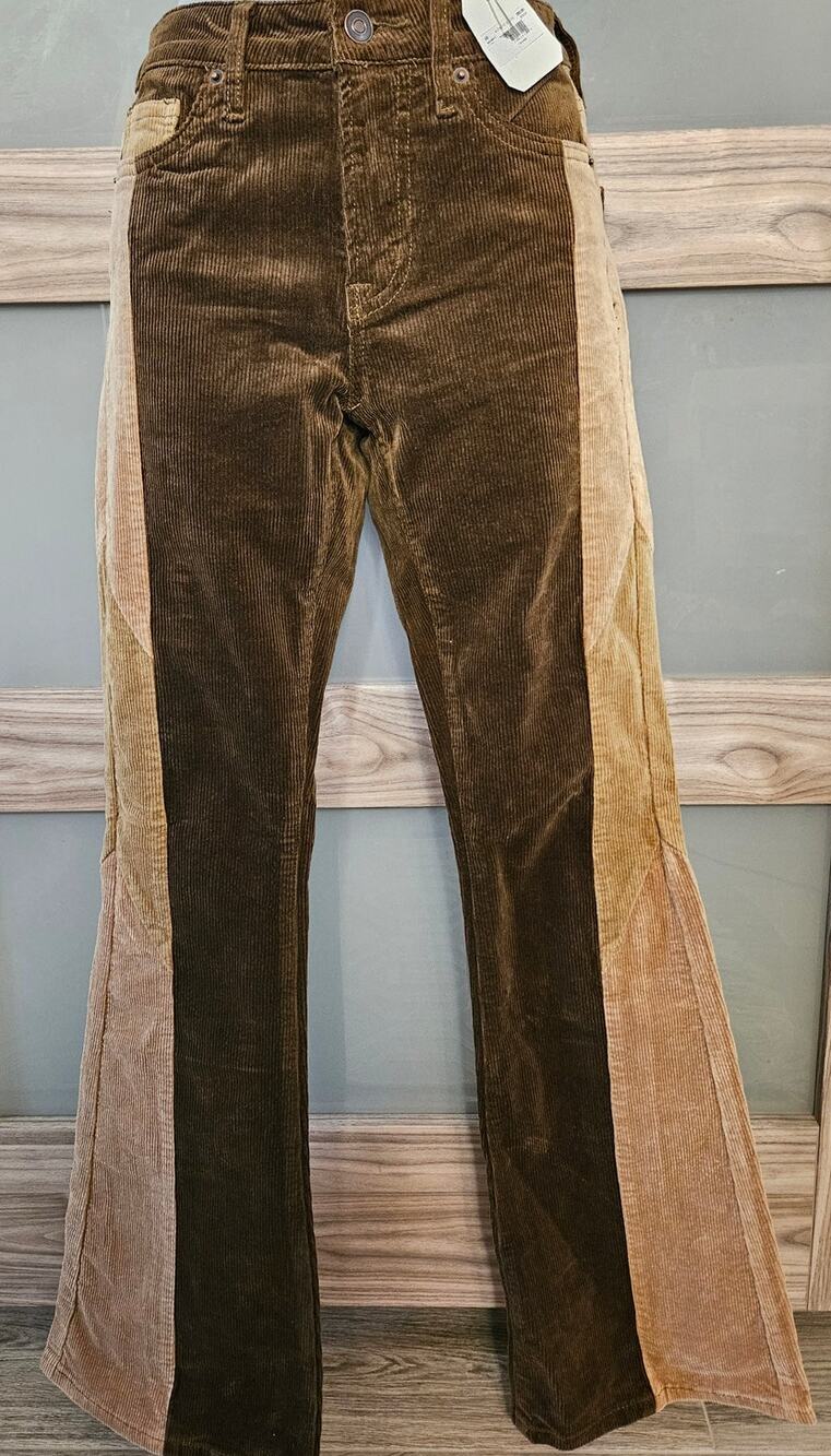 Altar'd State NWT Kamden Panelled Flared Corduroy Trousers 24W Tall 33Inseam -86